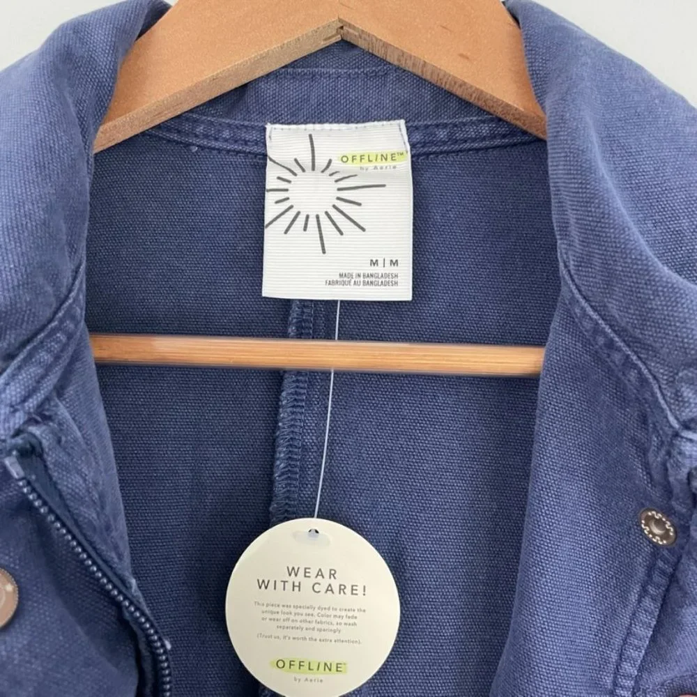 Offline by Aerie Blue Utility Cargo Military Vest Jacket Size Medium_3